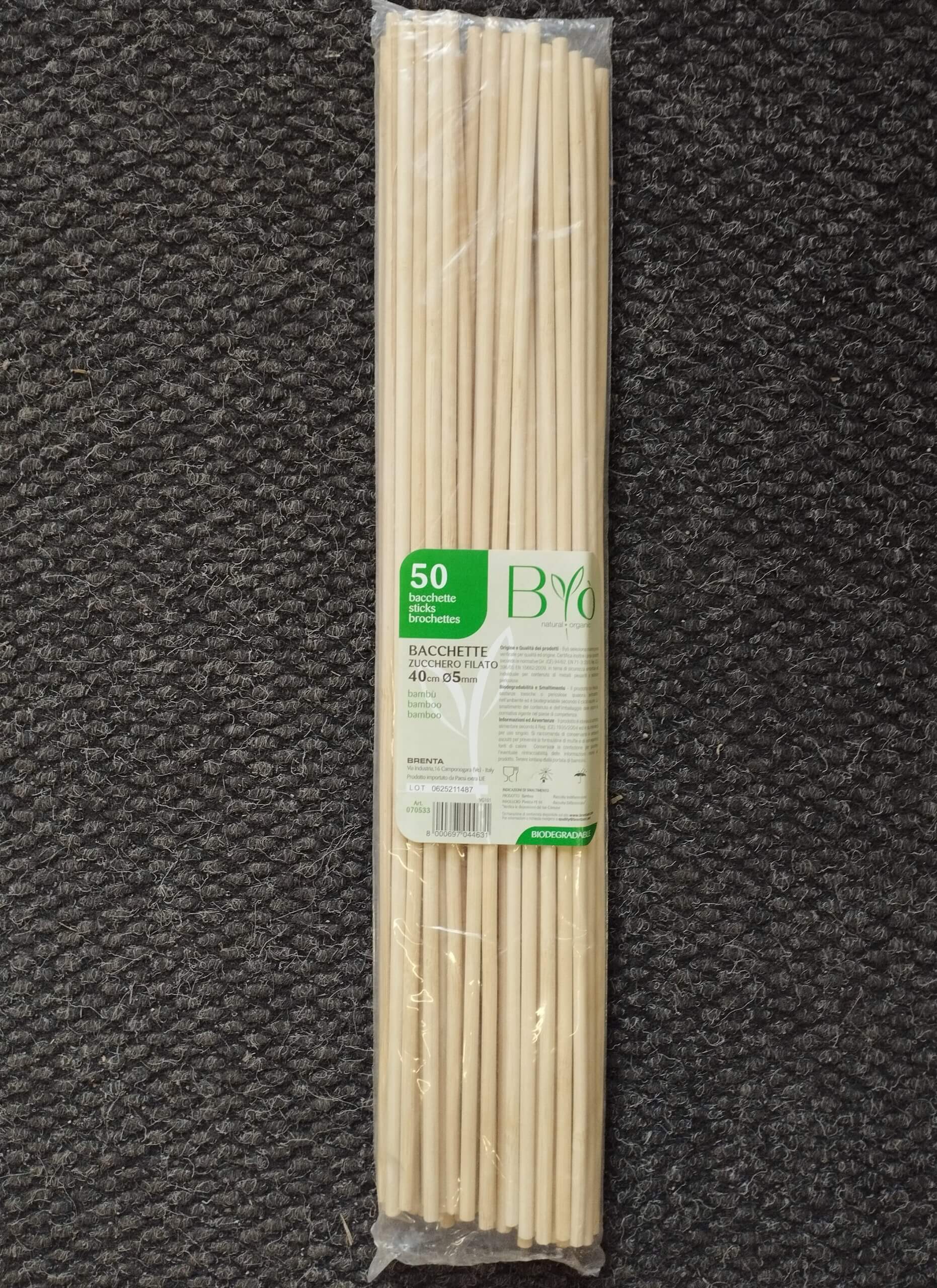 Bastoncino in bambù per zucchero filato cm 40 x 0,4 – sacchetto da 50 pezzi  – Ditta Amore Raffaele s.n.c.